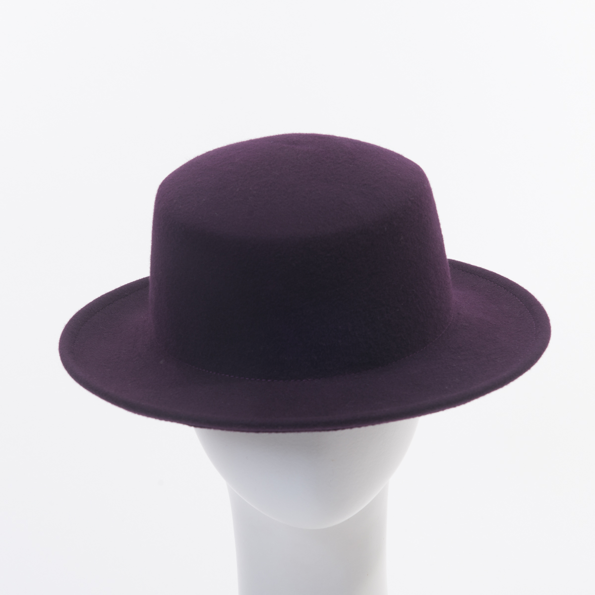 purple boater hat