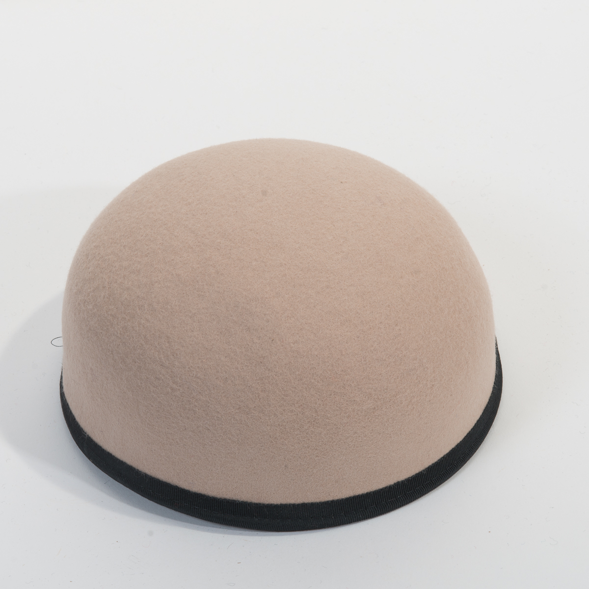 Beige Black Wool Felt Round Hat Crown 