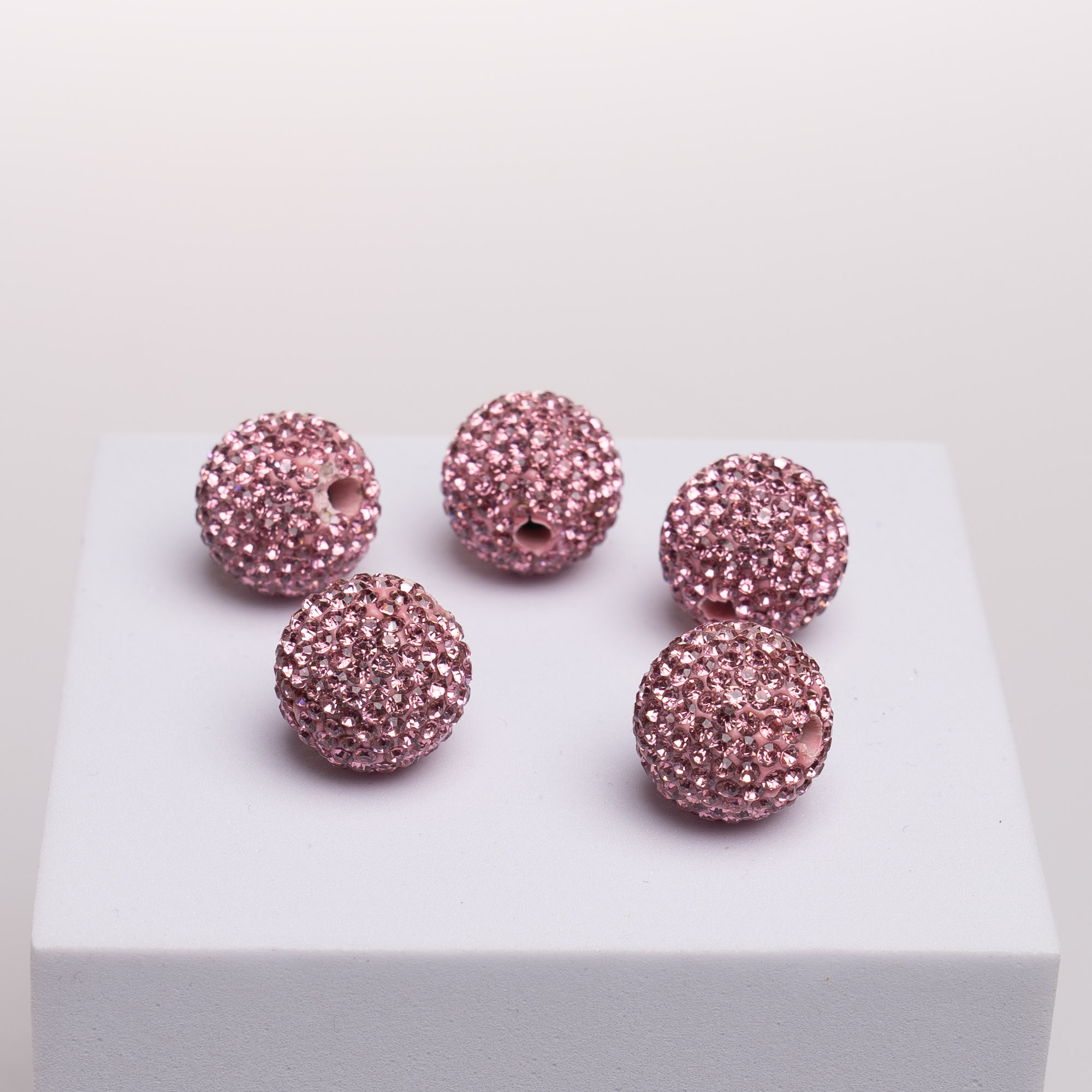 Pink 16Mm Rhinestone Glass Crystal Clay Ball - Piece | SUN YORKOS, image size:2000x2000