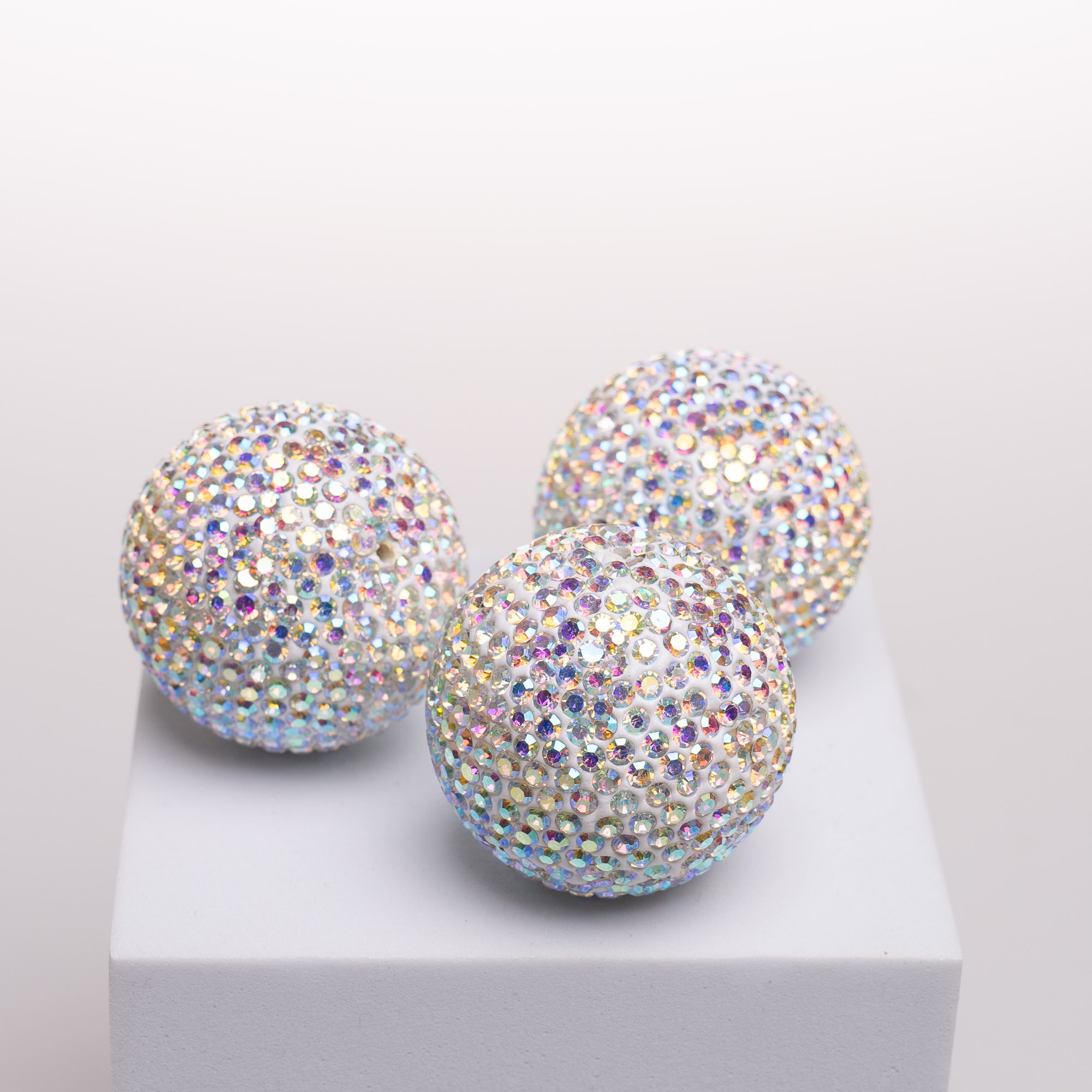 Ab 35Mm Rhinestone Glass Crystal Clay Ball - Piece | SUN YORKOS