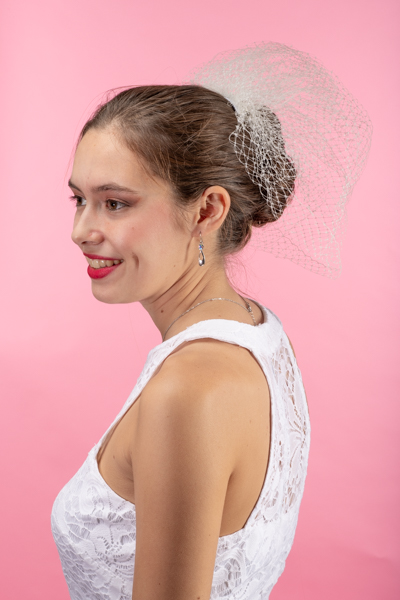 Contemporary Face Veils With Crystal Pin