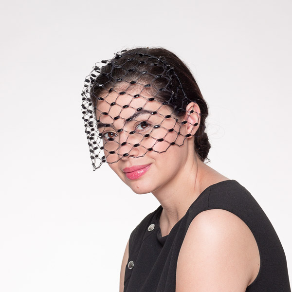 Black Vintage Veil Marquise Rhinestone Embellished Bandeau face veils