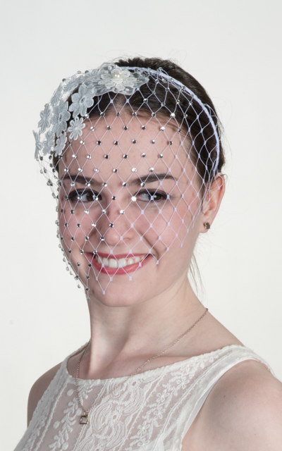 Contemporary Face Veils With Crystal Pin