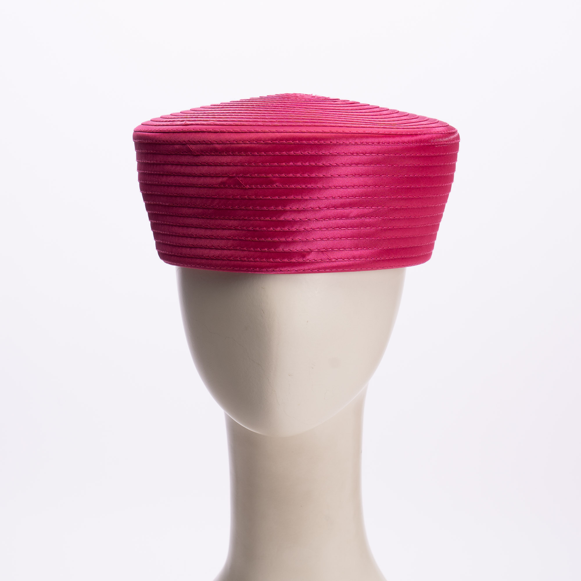 Fuchsia Satin Ribbon Sewn Pillbox Hatbody | SUN YORKOS