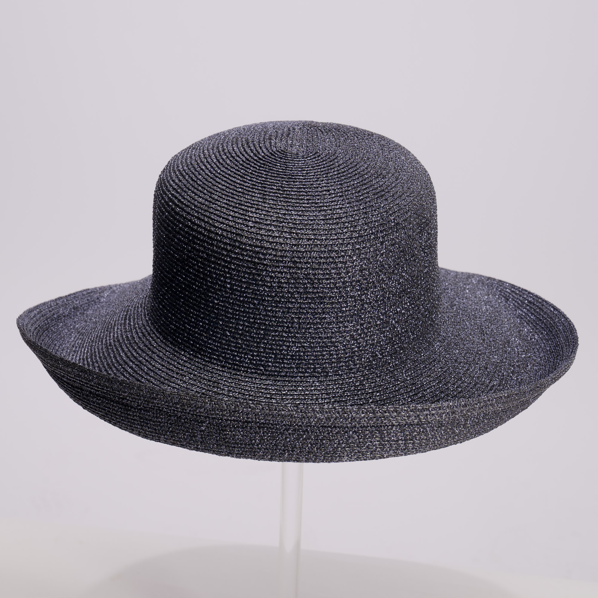Navy 4 Inch Off Face Brim Blocked Untrimmed Metallic Hat