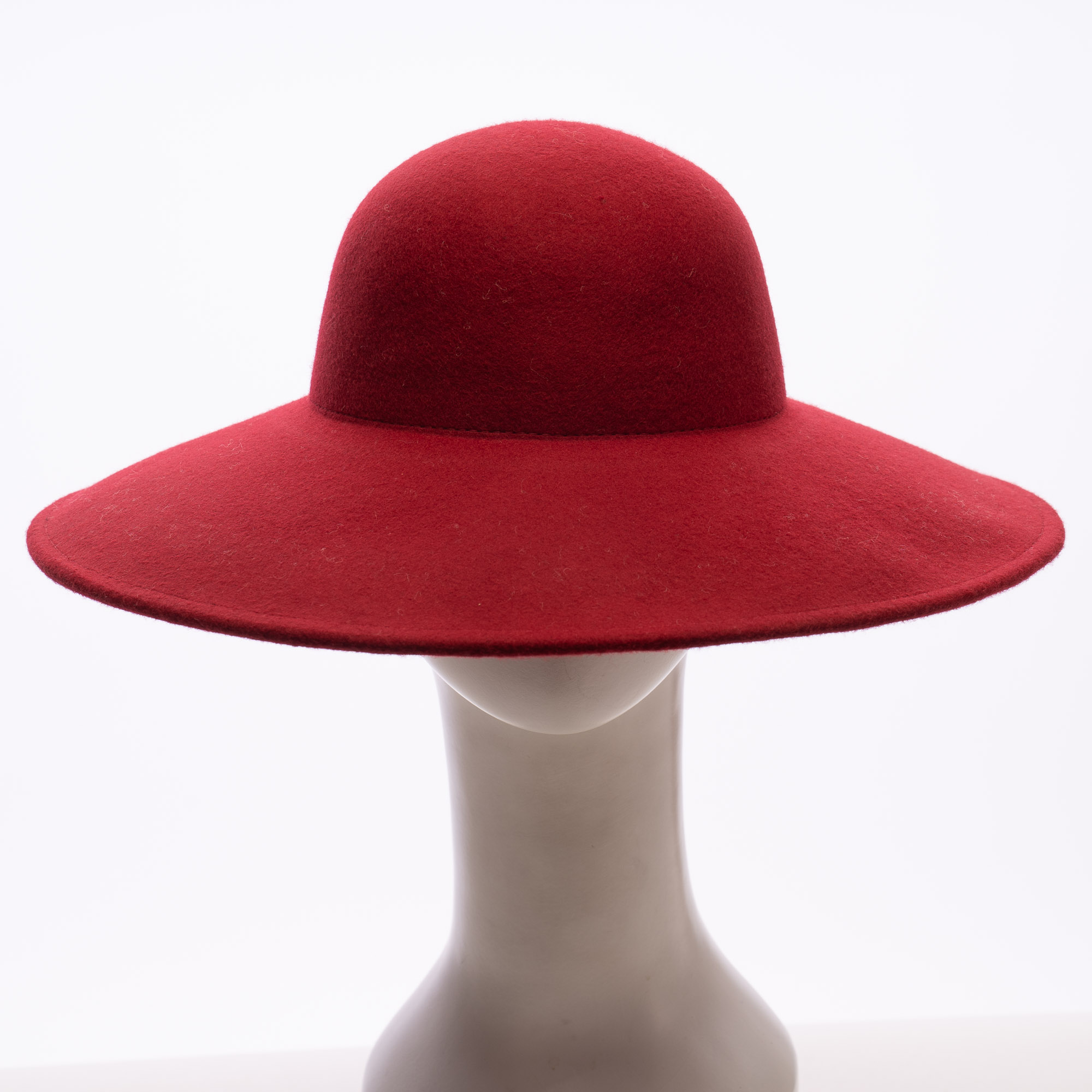 Dark Red Wide Brim Fedora Blocked Untrimmed Felt Hat Blank Base