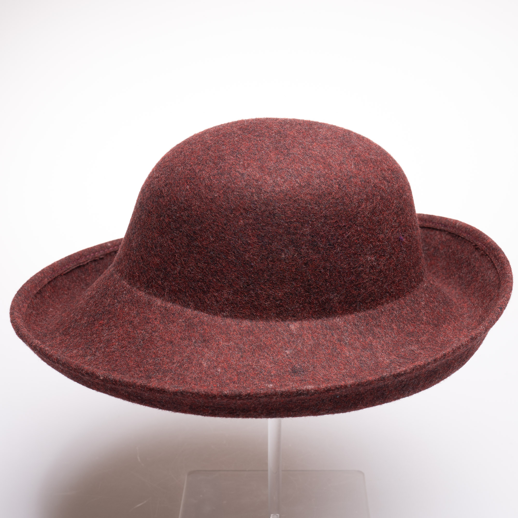 Wine Round Crown Off Face Breton Wool Felt Hat SUN YORKOS