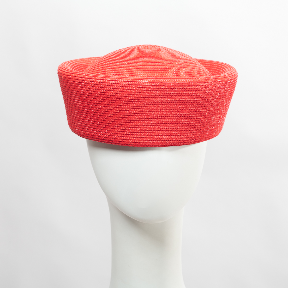 Red Tear Shape Blocked Untrimmed Poly Straw Pillbox Hat Base